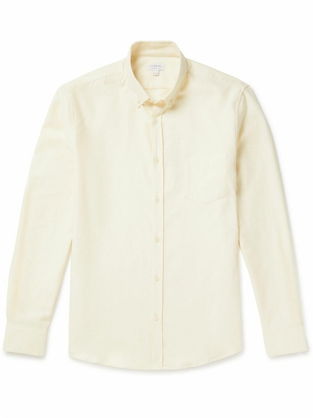 Photo: Sunspel - Button-Down Collar Brushed Cotton-Flannel Shirt - Neutrals