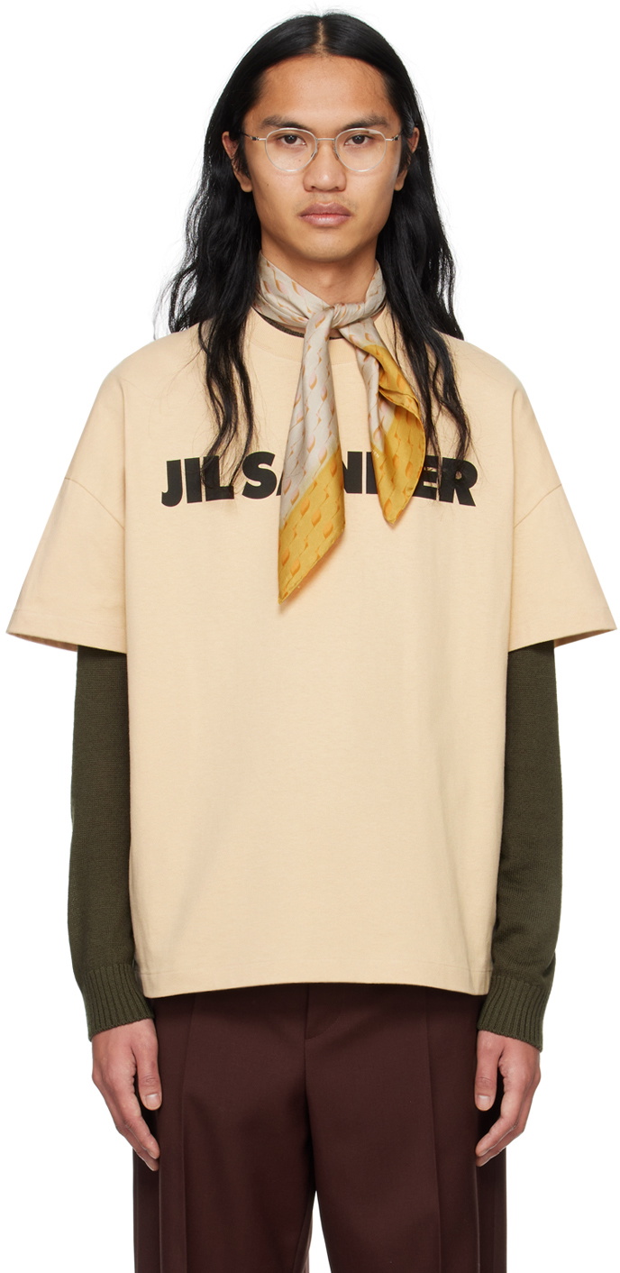 【関税＆送料込み】Jil Sander Beige Crewneck T-Shirt With M Jil Sander Beige Oversized T-Shirt Jil Sander