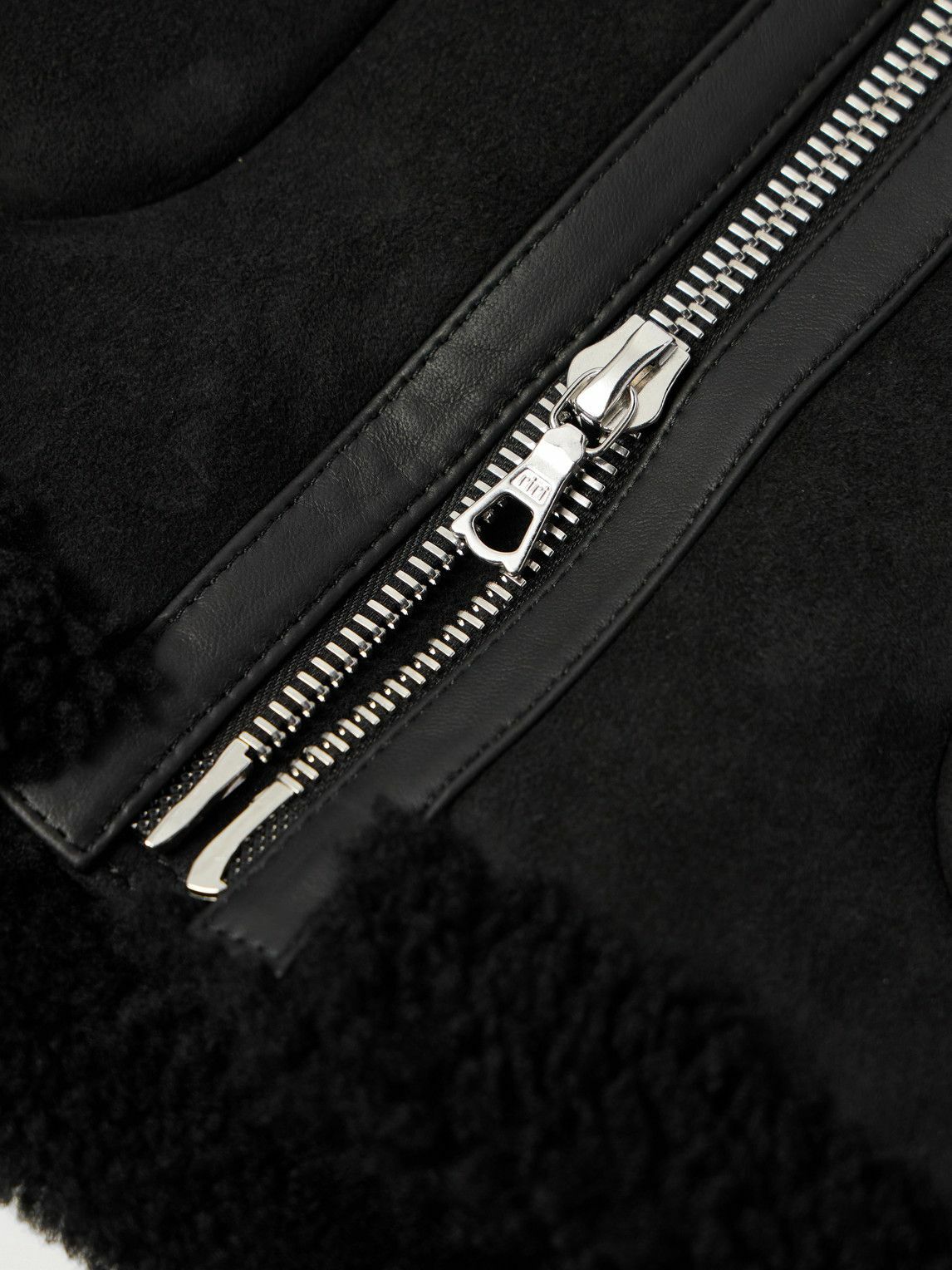 Officine Générale - Isaac Leather-Trimmed Shearling Jacket - Black