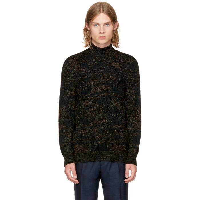Photo: Missoni Green and Black Cable Knit Turtleneck