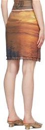 PRISCAVera Orange Mesh Sunset Mini Skirt