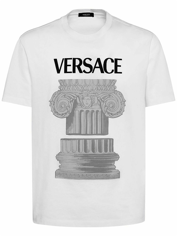 Photo: VERSACE - Logo Printed Cotton Jersey T-shirt