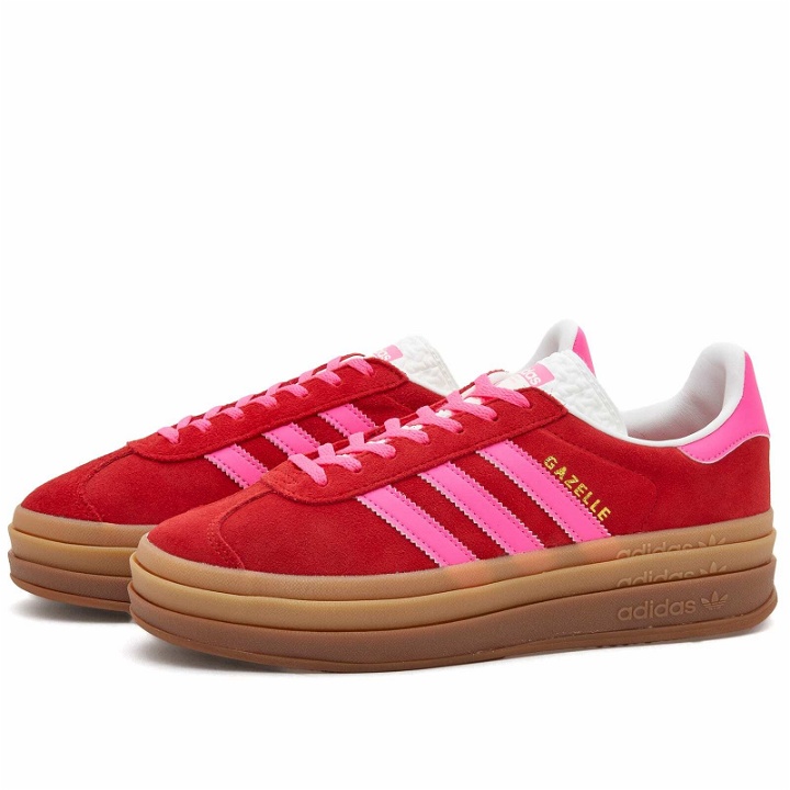 Photo: Adidas Women's GAZELLE BOLD W Sneakers in Collegiate Red/Lucid Pink/Core White
