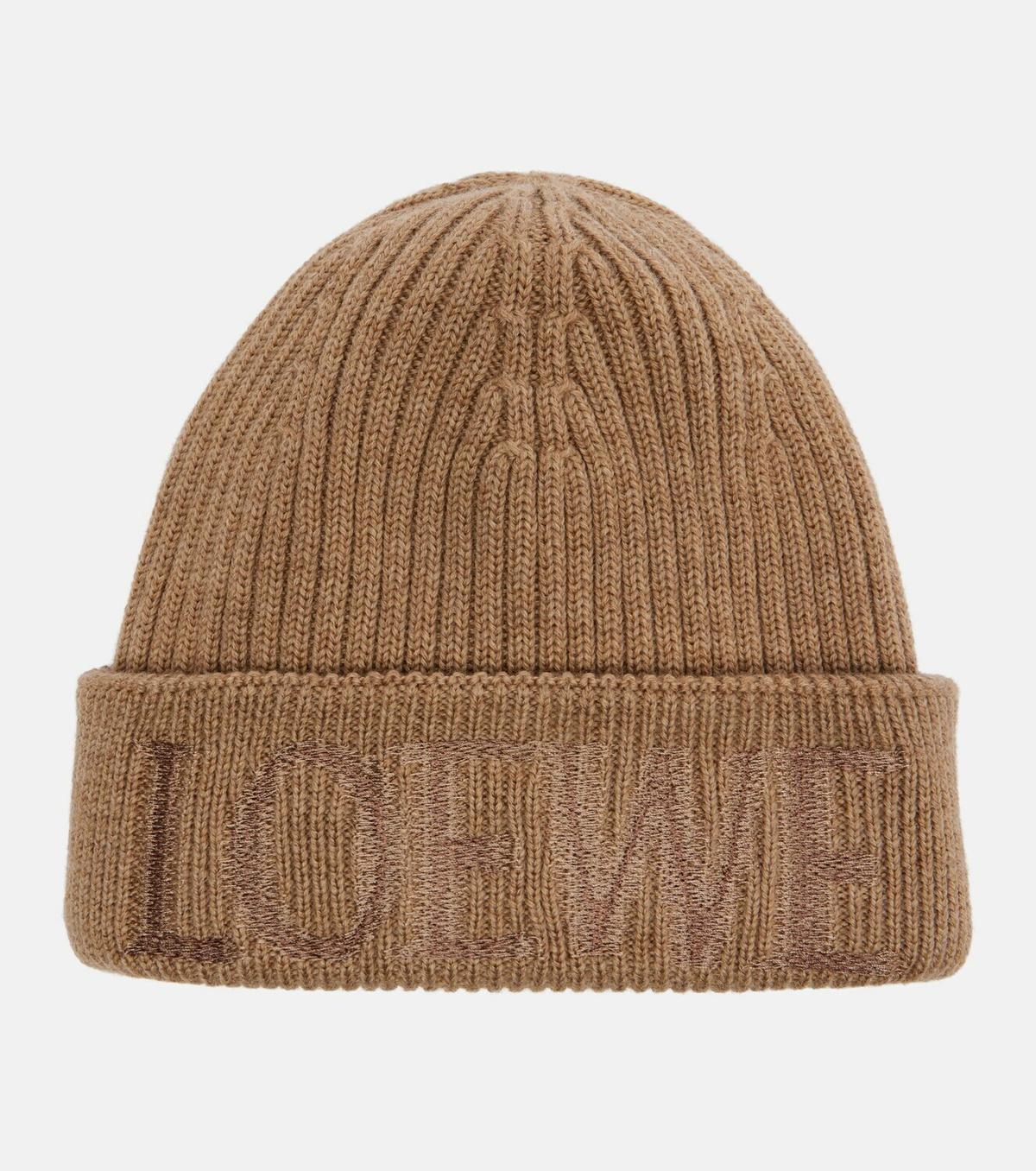 Loewe Logo embroidered ribbed-knit wool beanie