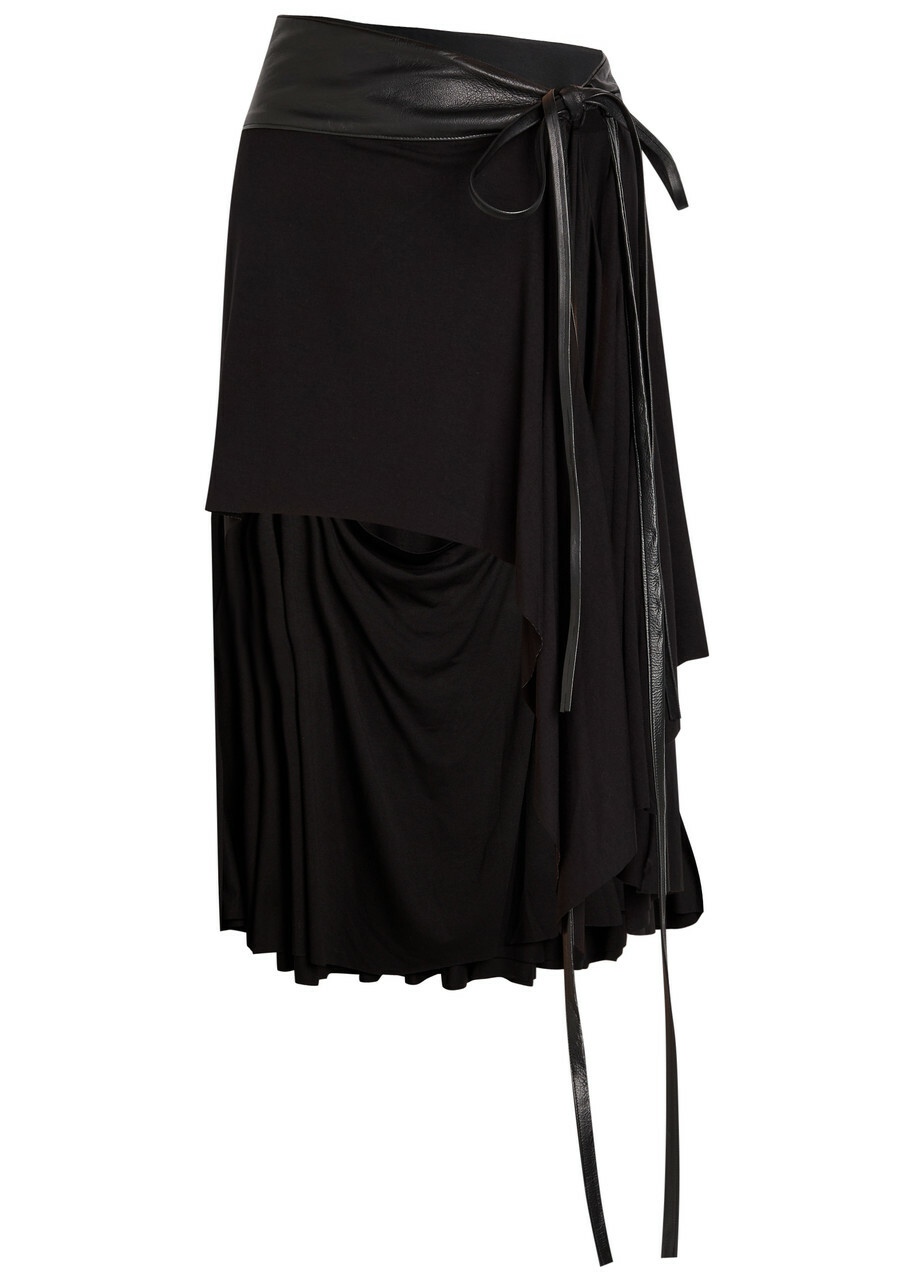 Aaron Esh Belted Asymmetric Jersey Mini Skirt Black