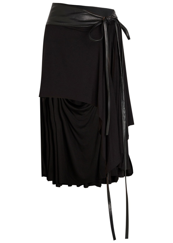 Photo: Aaron Esh Belted Asymmetric Jersey Mini Skirt Black
