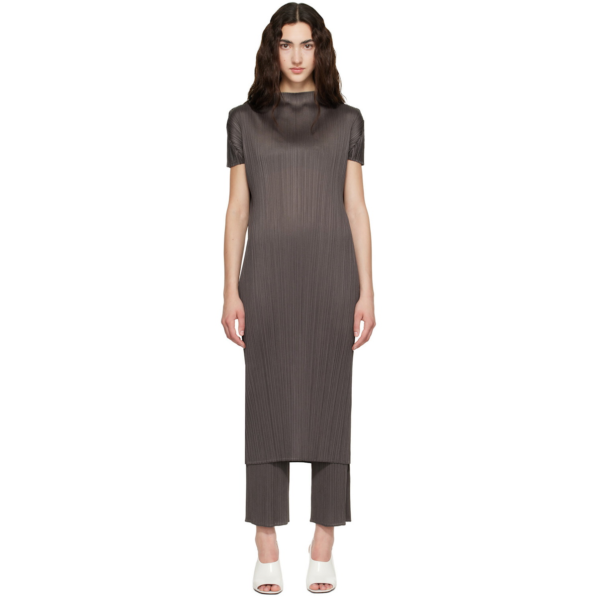 PLEATS PLEASE ISSEY MIYAKE Gray Monthly Colors June Midi Dress