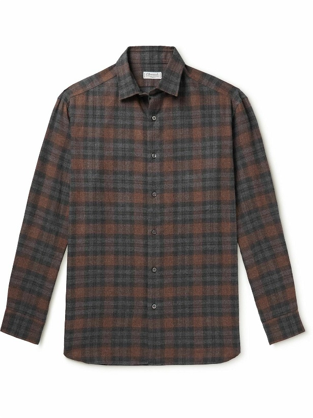 Photo: Charvet - Checked Cotton-Flannel Shirt - Brown