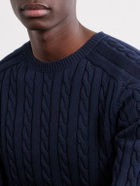 Beams Plus - Cable-Knit Cotton Sweater - Blue
