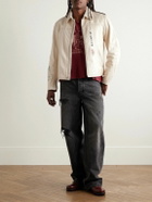 Enfants Riches Déprimés - The Bully Distressed Embroidered Tumbled-Leather Jacket - Neutrals