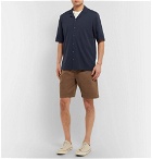 Sunspel - Camp-Collar Cotton-Piqué Shirt - Navy