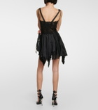 Versace - Lace-trimmed satin minidress