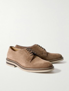 Brunello Cucinelli - Leather-Trimmed Suede Derby Shoes - Brown