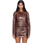 Diesel Brown Large Belt Patent-Leather Jacket