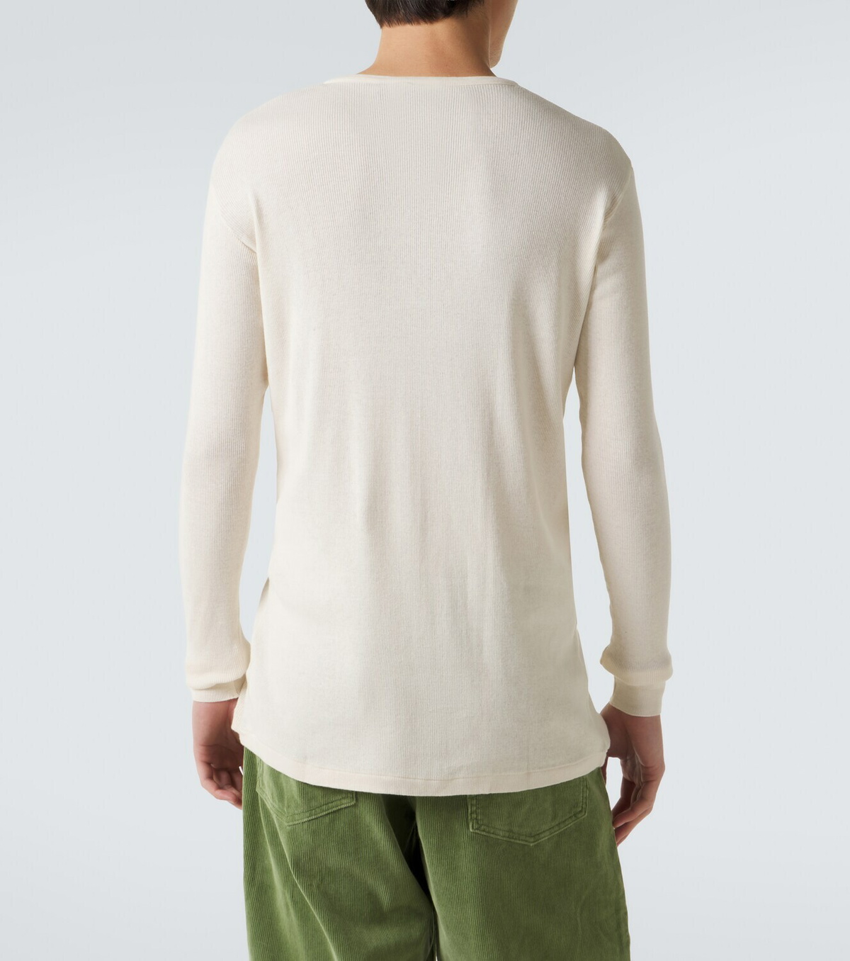 Auralee Ribbed-knit cotton Henley shirt
