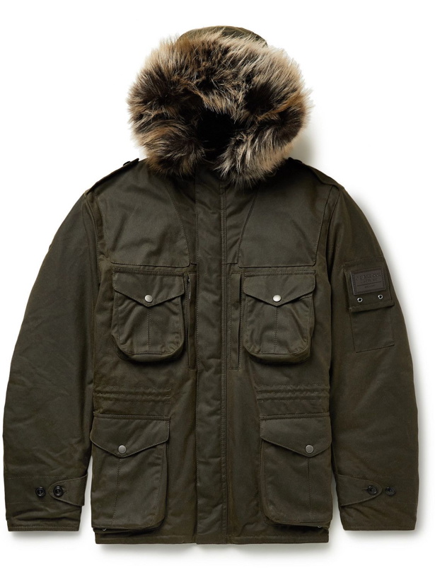 Photo: Barbour Gold Standard - Macdui Faux Fur-Trimmed Waxed-Cotton Hooded Parka - Green