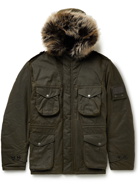Barbour Gold Standard - Macdui Faux Fur-Trimmed Waxed-Cotton Hooded Parka - Green