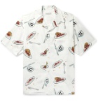 Flagstuff - Camp-Collar Printed Cotton-Poplin Shirt - White