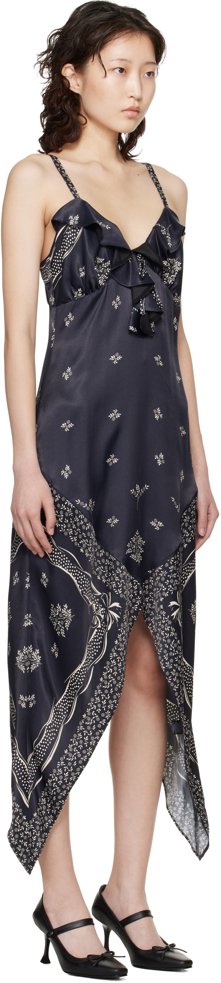 Anna Sui Black Handkerchief Midi Dress