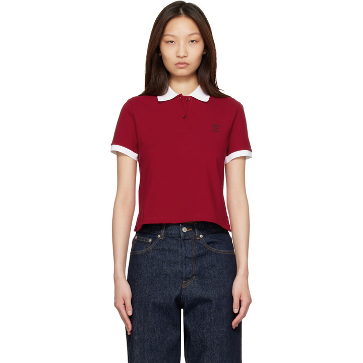 Photo: Versace Red & White Embroidered Cotton Piqué Polo