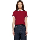 Versace Red & White Embroidered Cotton Piqué Polo