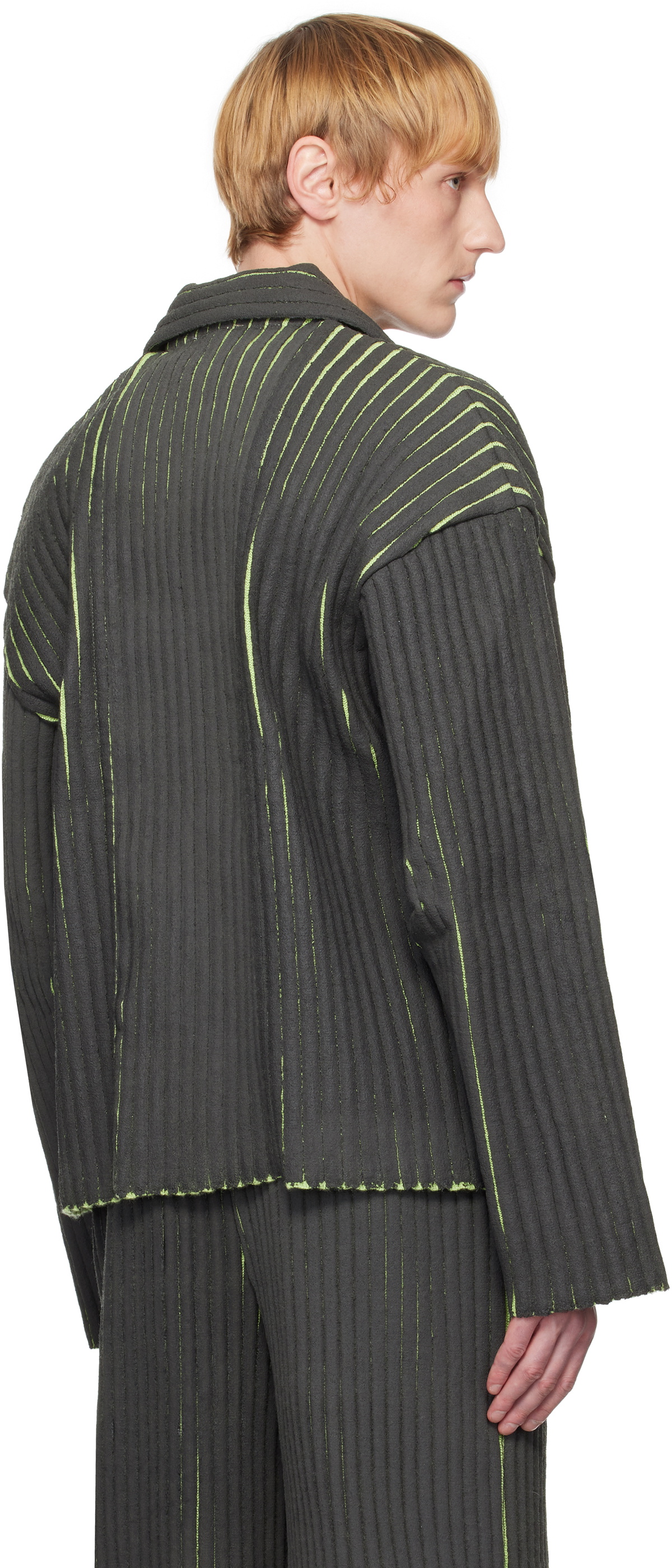 Stanley Raffington Black & Green Relaxed Fit Knit Jacket
