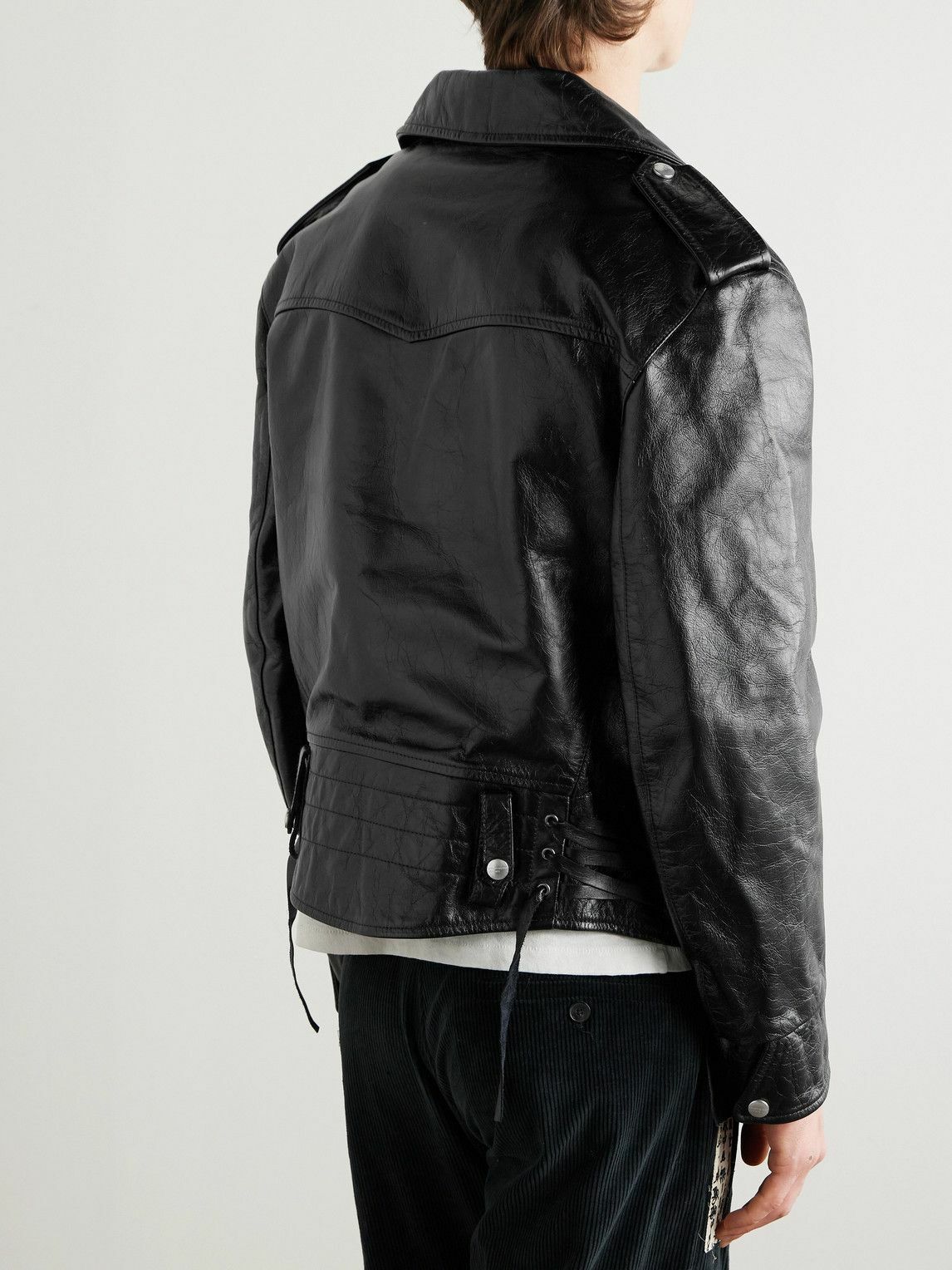 Enfants Riches Déprimés - Distressed Leather Biker Jacket - Black