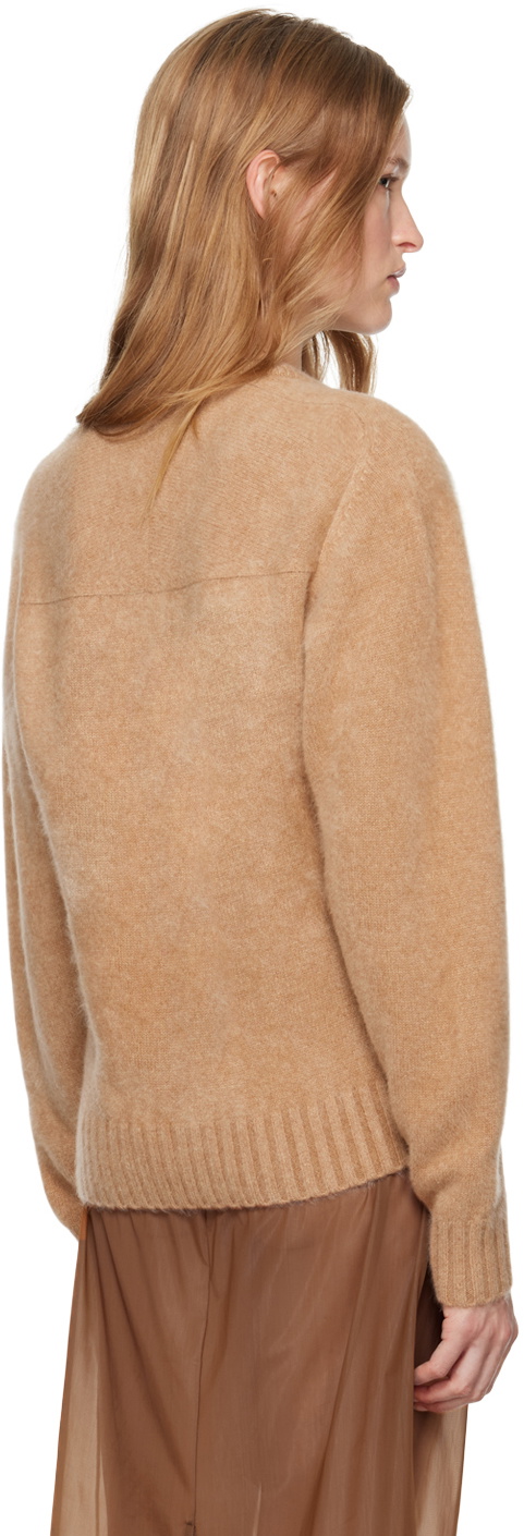 Carven Beige V-Neck Brushed Cashmere Sweater