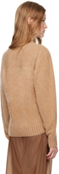Carven Beige V-Neck Brushed Cashmere Sweater