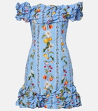 Agua by Agua Bendita Jardin printed off-shoulder cotton minidress