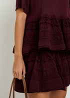 Alaïa Ruffled Wool-blend Mini Skirt Burgundy