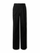 CELINE - Straight-Leg Pleated Cotton-Twill Trousers - Black