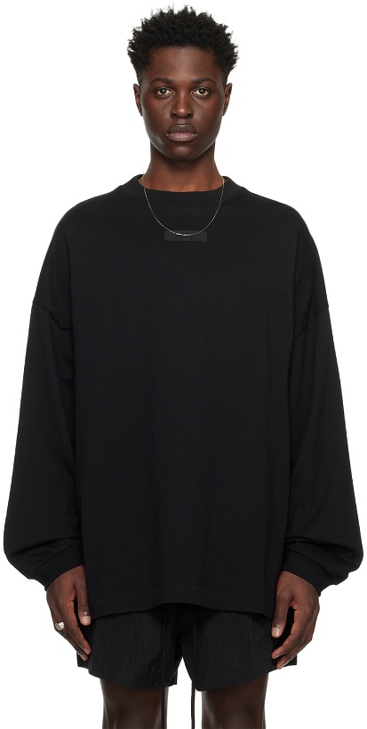 Photo: Fear of God ESSENTIALS Black Patch Long Sleeve T-Shirt