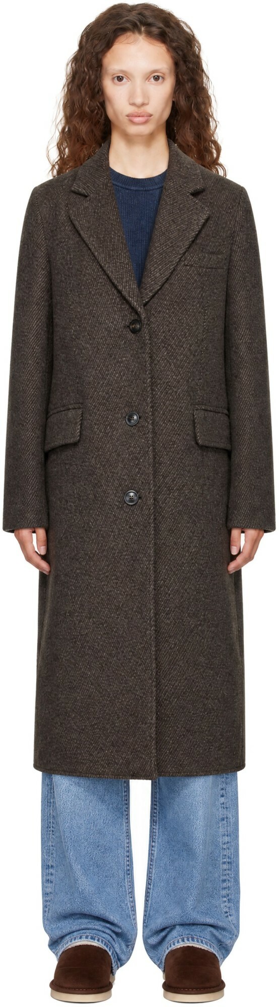 COOR Gray Cashmere Blend High Neck Coat COOR