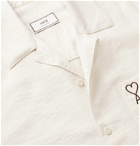 AMI - Camp-Collar Logo-Embroidered Woven Shirt - White