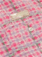 4SDesigns - Cotton-Trimmed Checked Metallic Bouclé-Tweed Shirt - Pink