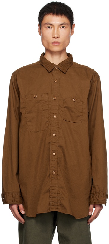 Photo: Engineered Garments Brown Elbow Patch Shirt