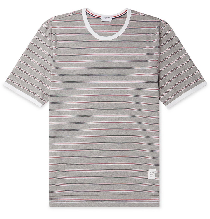 Photo: Thom Browne - Striped Cotton-Jersey T-Shirt - Gray