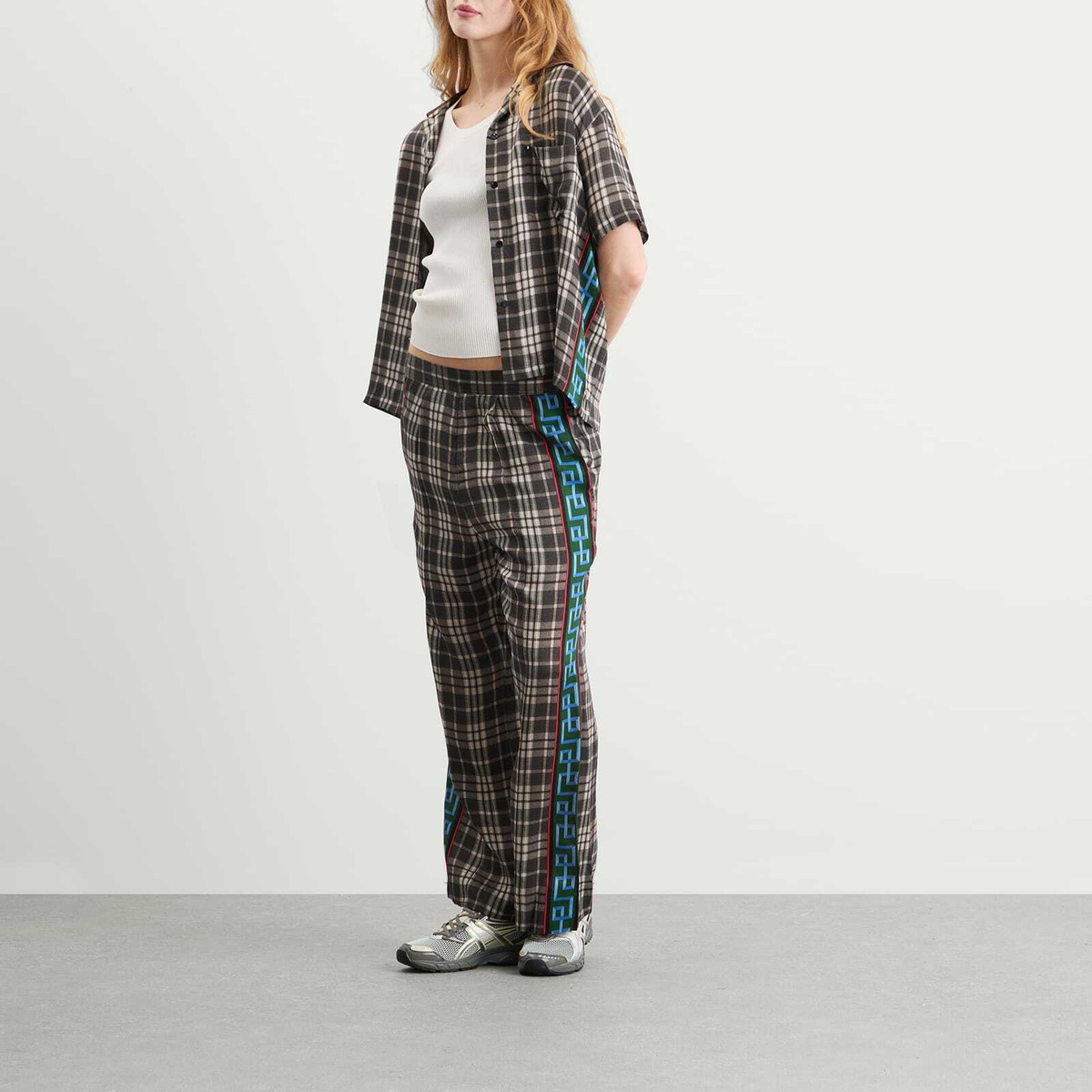 TOGA ARCHIVES Women's Printed Wide Leg Trousers in Grey