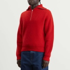 Jil Sander Men's Wool Fisherman High Neck Jumper in Poppy