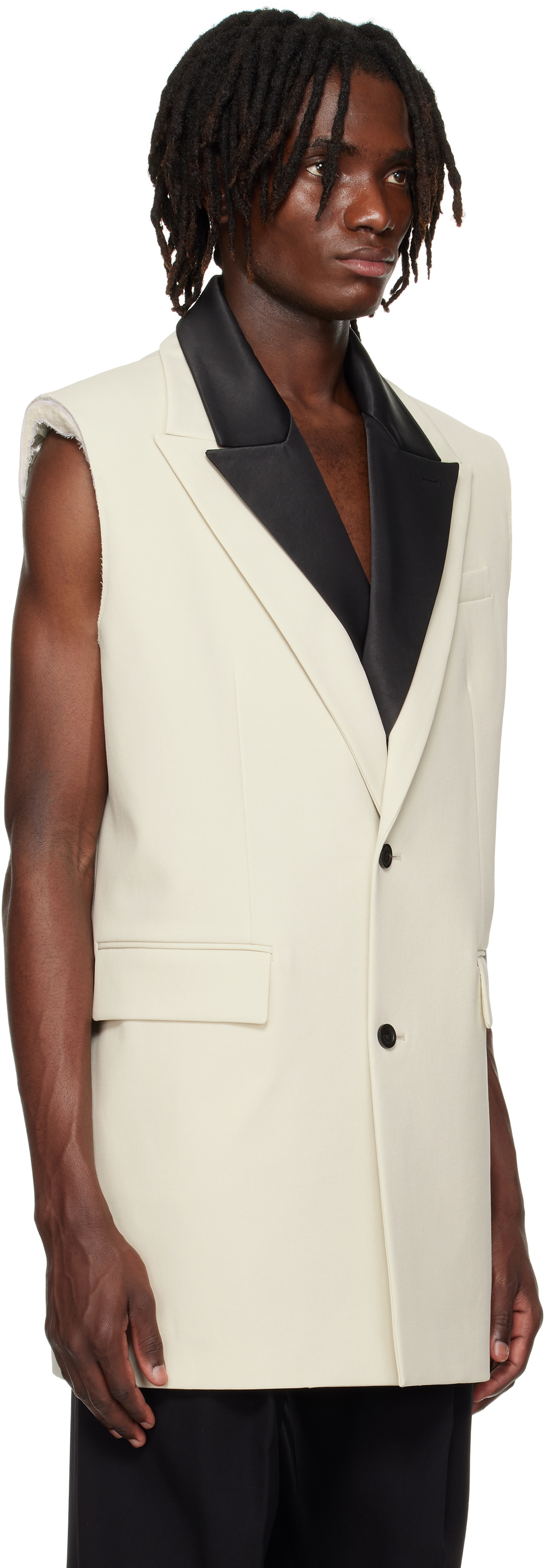 Jean Paul Gaultier SSENSE Exclusive Beige & Black Double Layer Sleeveless Blazer