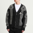 Aries Men's Oversized Chenille Column Knit Cardigan in Black