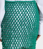 The Frankie Shop Nelaya macramé leather midi skirt