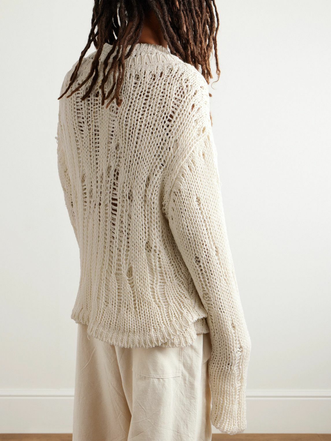 AIREI - Crocheted Recycled Cashmere and Wool-Blend Sweater - Neutrals