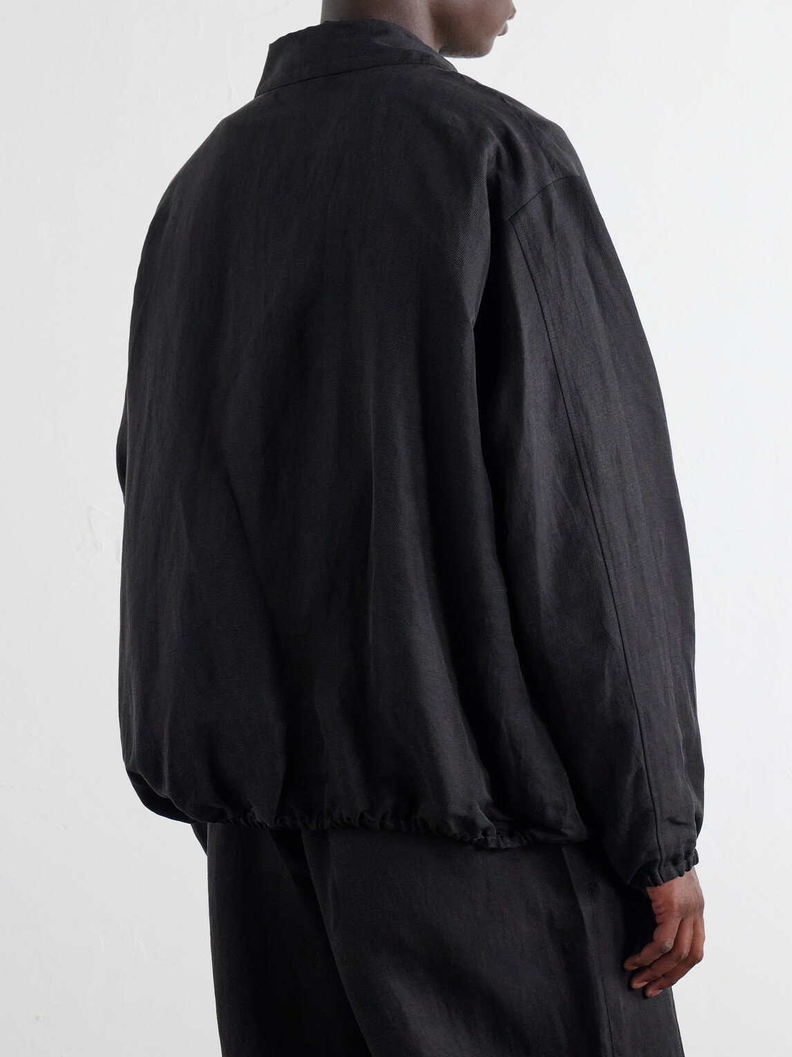ssstein - Linen and Silk-Blend Satin Blouson Jacket - Black