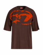 Diesel Mens T-shirt Chocolate in Brown