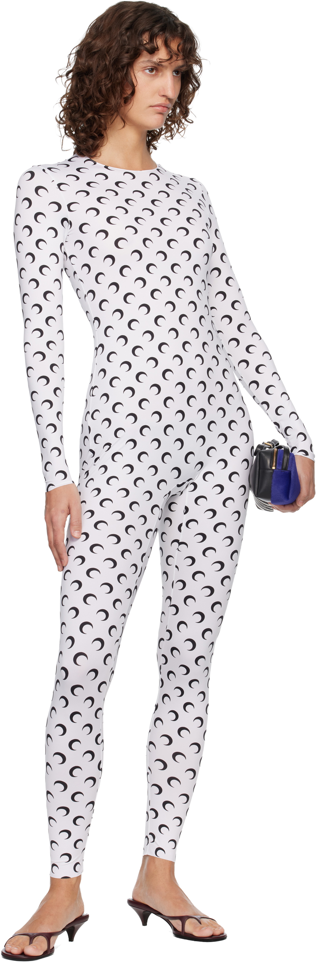 Marine Serre White Recycled Jersey Moon Jumpsuit