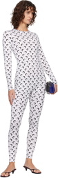 Marine Serre White Recycled Jersey Moon Jumpsuit