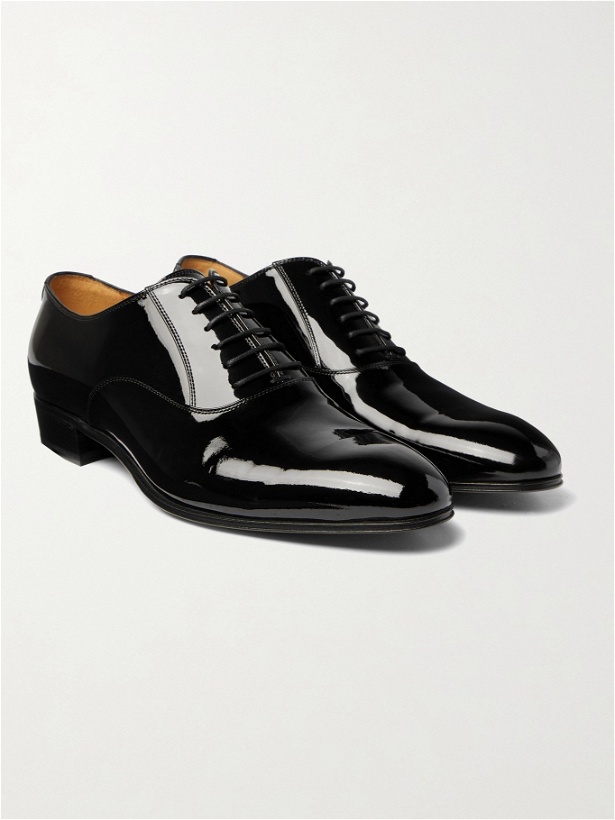Photo: GUCCI - Logo-Embellished Patent-Leather Oxford Shoes - Black