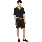 Versace Black Brocade Printed Bowling Shirt